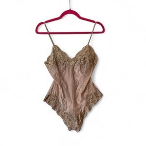 Vintage 1950s Lady Lynne Tan Lace Teddy Bodysuit – Pinup Coquette Lingerie
